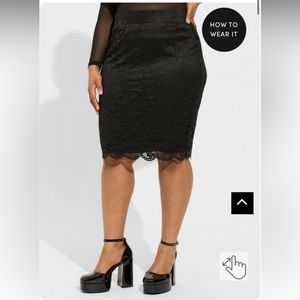 Lace pencil skirt sexy pinup goth black 14 16 knee Torrid plus 1X zip up glam ✨